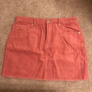 Coral pink corduroy skirt